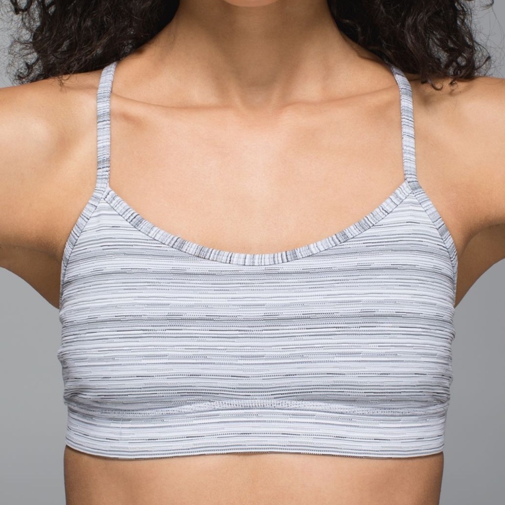 Lululemon Flow Y Bra IV Cyber Stripe White Silver Fox